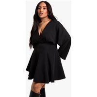 Womens Plus Pleated Skirt LONG SLEEVE Skater Dress