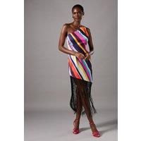 Stripe Ladder Fringe Maxi Dress