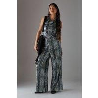 Petite Snake Sequin Cowl Neck Drop Waist Jumpsuit