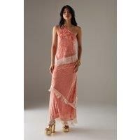 Devore Fringe Detail Midi Skirt
