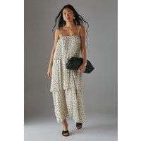 Petite Chiffon Pleated Tier Strappy Midi Dress