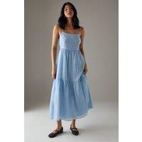Petite Spot Organza Strappy Smock Midi Dress