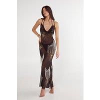 Celestial Embellished Tassel Detail Cowl Maxi Dress