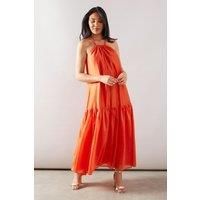 Petite Halterneck Drop Hem Midaxi Dress