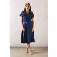 Wallis Navy Fit & Flare Dress Womens Occasion Dresses