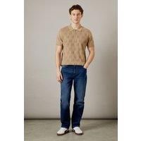 Mens Dark Wash Stretch Straight Fit Jeans - Dark Blue - 30S