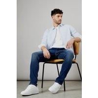 Mens Dark Wash Stretch Slim Fit Jeans - Dark Blue - 34R