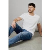 Debenhams Men's Stone Wash Premium Stretch Straight Fit Jeans in Light Blue | Size: 42R