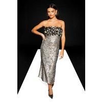 Runway 1.8.1.8 Silver Midi Dress Womens Occasion Dresses