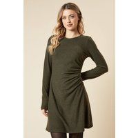 Womens Brushed Ruched Skater Mini Dress