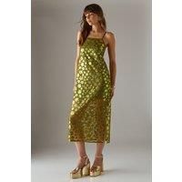 Sequin Mesh Strappy Midi Dress