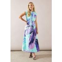 Petite High Neck Twist Detail Maxi Dress