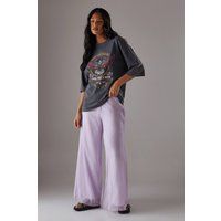 Warehouse Women's Chiffon High Waisted Wide Leg Trousers in Lilac | Size: 6