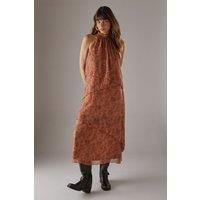 Chiffon Halter Ruffle Layer Maxi Dress