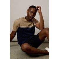 Mens Navy Colourblock T-Shirt - L