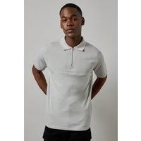 Mens Light Grey Birdseye Yoke Polo Shirt - Xl