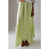 Satin Lace Godet Hanky Hem Midi Skirt