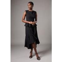 Ruffle Peplum Crepe Dress
