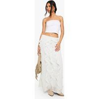 Womens Chiffon Ruffle Maxi Skirt