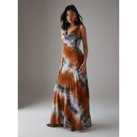 Tie Dye Cowl Neck Maxi Dress