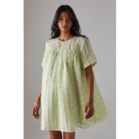 Warehouse Women's Ruffle Organza Babydoll Mini Smock Dress in Apple Green | Size: 8
