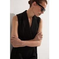 Premium Viscose Linen Tailored Belted Wide Leg Jumpsuit