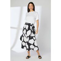 Debenhams Women's Mono Geo Printed Pleat Skirt in Black | Size: 10