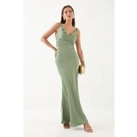Misspap Sage Slip Dress Womens Bridesmaids Dresses
