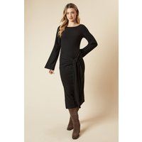 Womens Brushed Tie Front Midi Dress