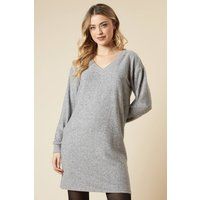 Womens Brushed V Neck Mini Dress