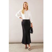 Womens Petite Satin Bias Cut Midi Skirt
