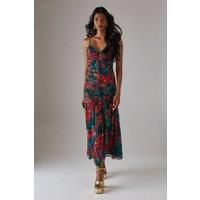 Chiffon Gathered Channel Strappy Midi Dress