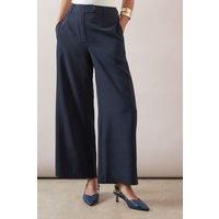 Wallis Navy Wide Leg Trousers Womens Casual Trousers