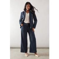 Wallis Navy Wide Leg Trousers Womens Casual Trousers