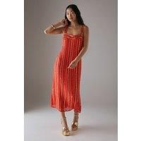 Petite Hand Embellished Square Neck Strappy Midi Dress