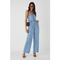 Misspap Light Wash Straight Leg Jumpsuit Womens Casual Jumpsuits