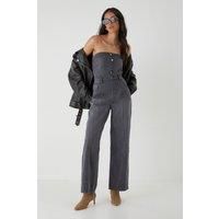 Misspap Grey Straight Leg Jumpsuit Womens Casual Jumpsuits