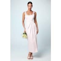 Scoop Neck Satin Column Bridesmaids Dress