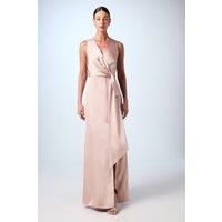 V Neck Bow Maxi Bridesmaids Dress