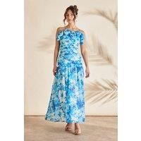 Coast Corsage Pleated Strappy Maxi Dress, 8, Blue