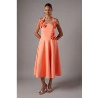 Rosette Halter Midi Dress