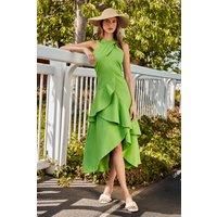 Lisa Tan Cross Neck Ruffle Dress