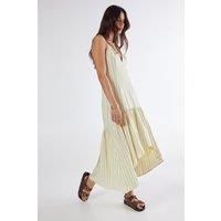 Textured Stripe Dipped Hem Maxi Dress