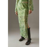 Warehouse Women's Printed Lace Maxi Skirt in Green | Size: 14