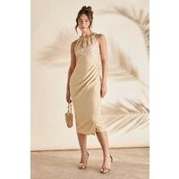 Bead Detail Sequin Midi Holiday Dress