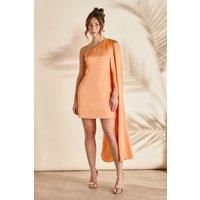 One Shoulder Satin Mini Holiday Dress