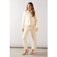 Satin Button Front Collared Jacket
