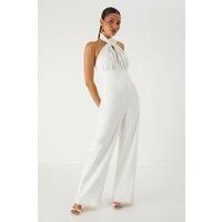 Misspap Ivory Wide Leg Jumpsuit Womens Occasion Jumpsuits