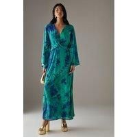Chiffon Wrap Knot Front Maxi Dress