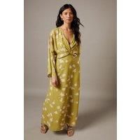 Chiffon Wrap Knot Front Maxi Dress